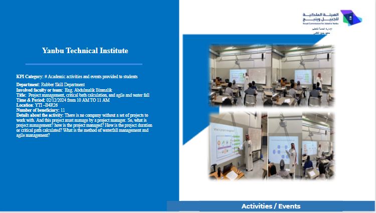  Project management, critical bath calculation, and agile and water fall